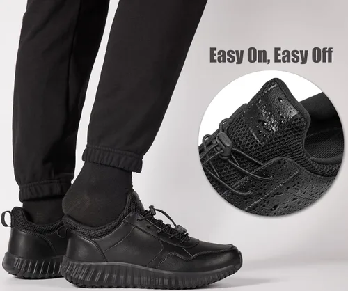 Vista 5 de Zapatos de trabajo antideslizantes e impermeables para hombre y tenis de restaurante o servicio de alimentos