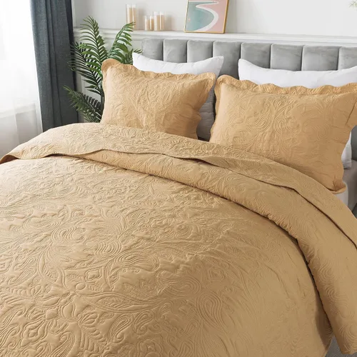 Vista 59 de HoneiLife Juego de ropa de cama tamaño Queen, juego de edredón de microfibra para cama Queen, colchas ligeras de 3 piezas, edredones reversibles