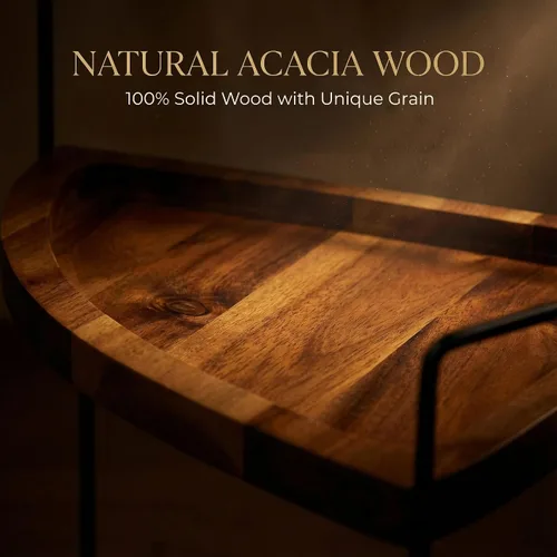 Vista 4 de Demigo - Organizador esquinero para encimera de baño, organizador de encimera de madera de acacia de 2 niveles, 13.2 x 9.9 pulgadas, estante