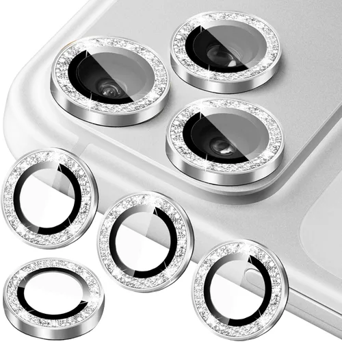 Vista 20 de Protector de lente de cámara compatible con iPhone 15 Plus y iPhone 15 (paquete de 4, 2 juegos), con purpurina brillante, funda de cámara
