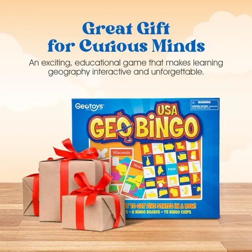 Vista 5 de GeoToys GeoBingo, USA Bingo para niños de 4 años en adelante, juego de geografía para el hogar, escuela o campamento, divertido juego educativo