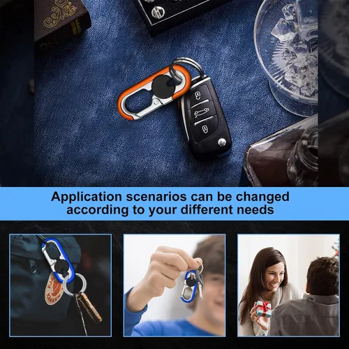 Vista 5 de 2 llaveros de coche para hombre, llavero de automóvil personalizado para hombres y mujeres, clips y anillos de metal resistente antipérdida