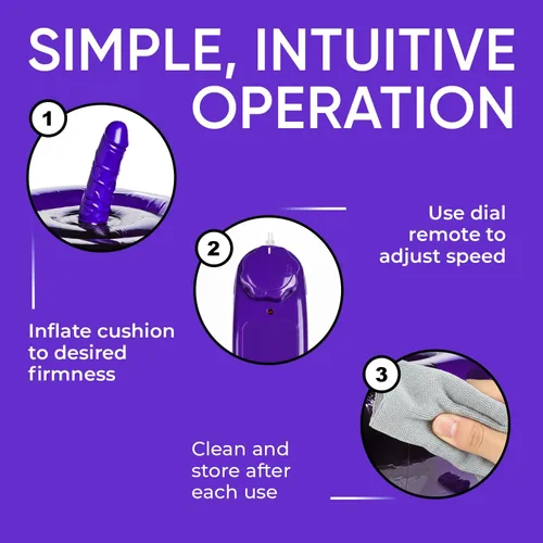 Vista 5 de Lynx Asiento de montar inflable consolador vibrador púrpura, asiento vibratorio inflable con vibración de velocidad multi y control remoto