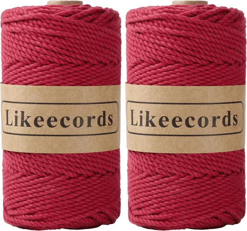 Vista 15 de Likeecords Cordón de algodón para macramé de 3mm x 100 metros, hilo torcido de 3 hebras, cuerda de macramé, hilo de algodón para macramé, cuerda
