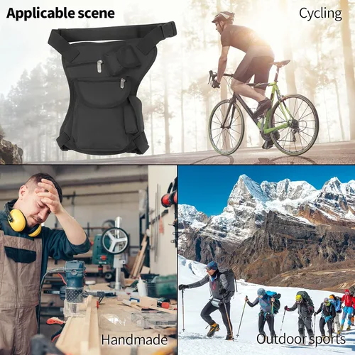 Vista 7 de YANHETTA - Riñonera de lona de alta calidad - Alforjas de motocicleta multifuncionales para hombres y mujeres - Correas ajustables en la cintura