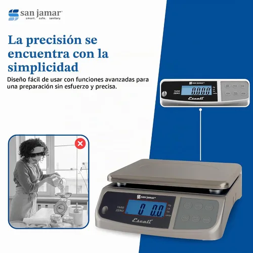 Vista 7 de San Jamar Escali Promzr M-Series Báscula Digital con Retención de Pantalla para Cocinas y Restaurantes, Metal, 33 Libras, Plateado