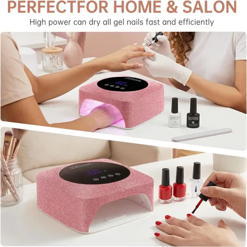 Vista 6 de Lámpara de uñas LED UV inalámbrica de 96 W, luz UV recargable para uñas de gel con 3 ajustes de temporizador, secador de uñas profesional de secado