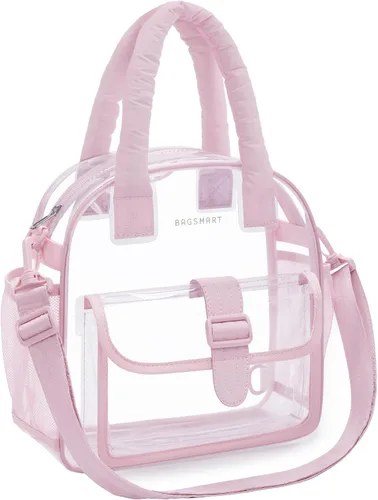 Vista 7 de BAGSMART Bolso Transparente para Eventos en Estadios 12 x 6 x 12, Bolso Bandolera Transparente para Mujeres para Viajes, Festival