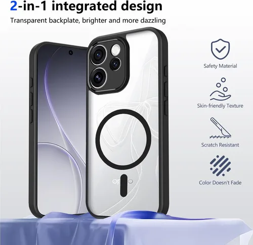 Vista 97 de Funda magnética transparente compatible con Xiaomi 17T, color negro 2 en 1 PC + TPU cubierta de teléfono a prueba de golpes, carcasa protectora