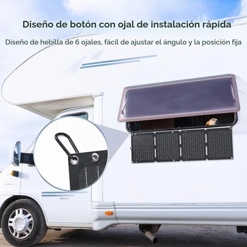Vista 4 de Renogy Paneles solares, cargador de panel solar portátil de 30W, carga rápida para iPhone, iPad, tabletas, portátil, banco de energía, con puertos