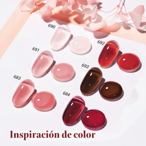 Vista 5 de AZUREBEAUTY Juego de Polvo de Inmersión de 6 Piezas Rubor Gelatina Degradado, Polvo de Inmersión Natural Arte de Uñas Francés Kit de Inicio