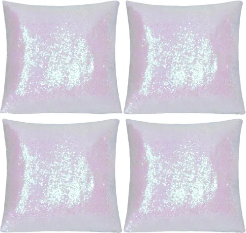 Vista 9 de SquarePie - Juego de 4 fundas de almohada de lentejuelas rojas, 18 x 18 Rojo