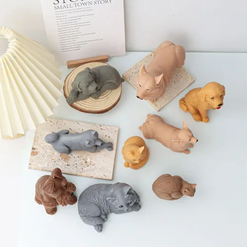 Vista 7 de Molde de silicona para velas 3D para perros, molde de jabón de animales para chocolate, dulces, decoración de pasteles, vela de cera de soja, jabón