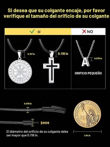 Vista 4 de ChainsHouse Collar de Cuero Negro Trenzado Impermeable con Cierre, Cadena de Cuerda DIY para Hombre y Mujer para Colgante, Personalización a. 0.079