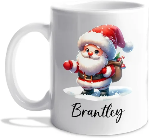 Vista 28 de Taza de café de Papá Noel con nombre personalizado – Taza de Papá Noel personalizada, 11 onzas y 15 onzas, bonita taza de cerámica blanca regalo