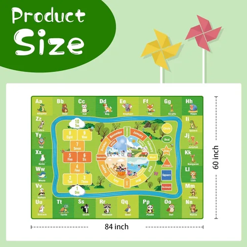 Vista 2 de Alfombra ABC de 5' x 7', Alfombras para Niños para Sala de Juegos, Aula, Dormitorio, Tapete de Juego de Aprendizaje Educativo con Alfabeto