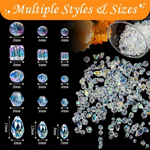 Vista 2 de Cuentas de cristal, 800 cuentas de cristal a granel para hacer