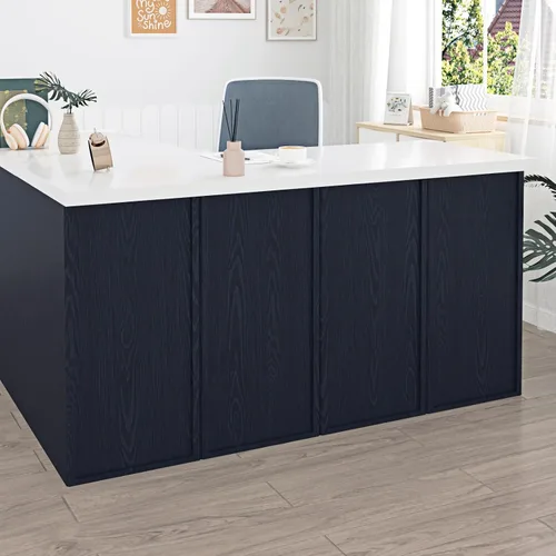 Vista 5 de Papel de contacto de madera azul marino de 24 x 315 pulgadas para armarios de escritorio, papel tapiz autoadhesivo de grano de madera, papel tapiz