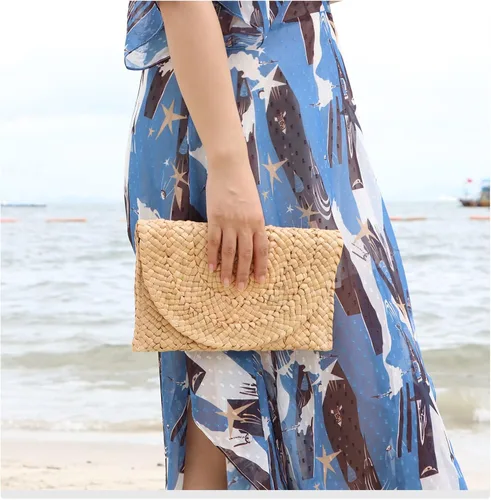 Vista 7 de Freie Liebe Straw Clutch Purses for Women Summer Beach Bags Envelope Woven Clutch Handbags
