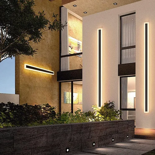 Vista 11 de Paquete de 2 lámparas LED modernas de pared de 23.6 pulgadas de largo, 18 W, impermeable, IP65, blanco cálido, 110 V, lámpara de pared rectangular