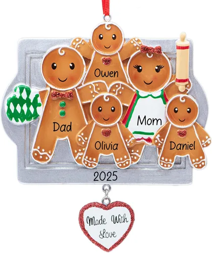Vista 8 de Adorno de Navidad personalizado hecho con pareja de amor 2026 Familia de 2 de jengibre Decoración para árbol de Navidad Nuestro primer recuerdo