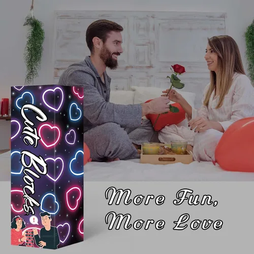 Vista 4 de Divertido regalo para el día de San Valentín 2026: 54 divertidos bloques apilables, juego romántico: hablar, atreverse, desafío para aniversario