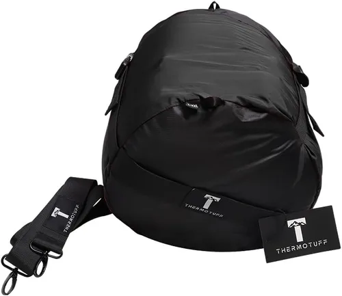 Vista 8 de Bolsa de dormir portátil Thermotuff con capucha doble, orificios para los brazos con cremallera, bolsillos y cordón ajustable: ideal para acampar