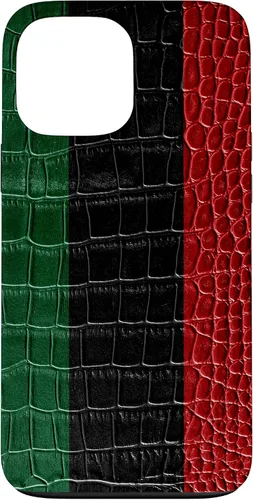 Vista 23 de iPhone 16 Pan African Flag Patriotic Crocodile Skin Print Pride Case