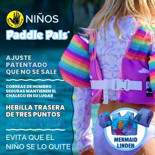 Vista 4 de Body Glove Paddle Pals - Chaleco salvavidas para aprender a nadar, 33-55 libras, tambor de pulpo 3D sirena tilo