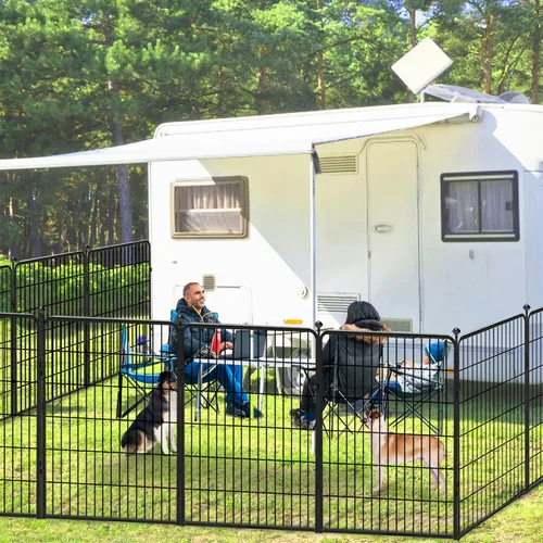 Vista 2 de Corralito para perros, 40 pulgadas, 8 paneles, valla para perros al aire libre, resistente, corral para perros grandes, medianos y pequeños, corral