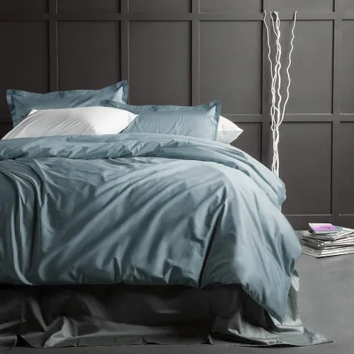Vista 10 de Juego de ropa de cama de lujo de algodón egipcio, de color liso, de satén de alta densidad de hilos largos, sedoso, suave, transpirable, de primera