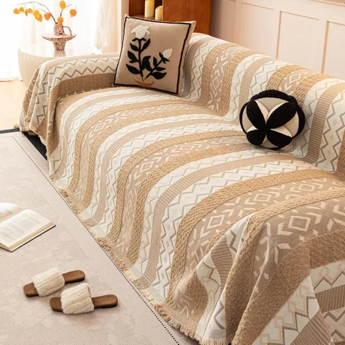 Vista 20 de HANDONTIME Fundas de Sofá Sillón Funda de Sofá Boho para Perros Caqui Funda de Sofá con Borlas Silla Reclinable Funda de Futón Lavable 1 Cojín Sofá
