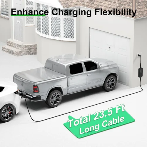 Vista 6 de MEGEAR Cargador Tesla de 16 amperios de nivel 1-2, enchufe NEMA 6-20 con adaptador NEMA 5-15, cargador eléctrico portátil para automóvil compatible