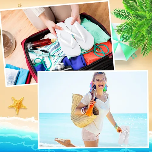 Vista 6 de Unittype 24 pares de chancletas al por mayor para invitados de boda, chancletas de boda con tarjetas y bolsas para fiesta en la piscina y la playa