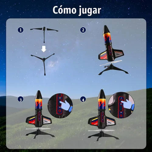 Vista 3 de Rocket Launcher for Kids, Auto Electric Launch up to 200 FT, Ages 5-13 Flame