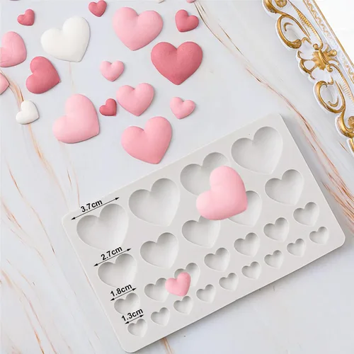 Vista 2 de 25 cavidades en forma de corazón de silicona para fondant, molde de chocolate en forma de corazón, molde de silicona para hornear, decoración
