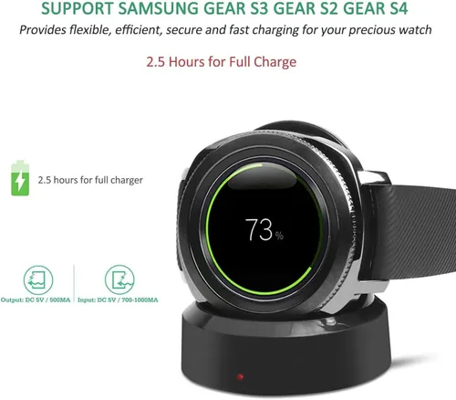 Vista 2 de Cargador de reloj Samsung Gear S3, S4 S2 inalámbrico Qi carga base base para reloj inteligente clásico/frontera