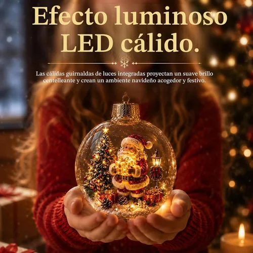 Vista 3 de Adorno de historia de Navidad brillante, mini escena navideña iluminada