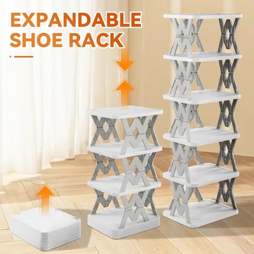 Vista 3 de Zapatero Plegable de 6 Niveles para Niños, Pequeño Organizador Vertical de Zapatos Plegable para Entrada de Puerta Delantera, Dormitorio, Recámara