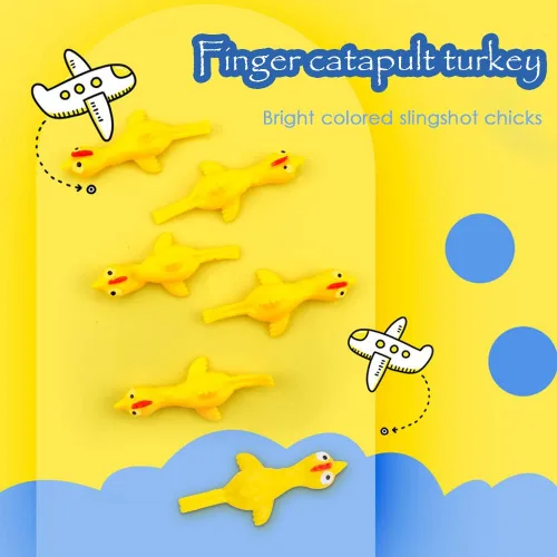 Vista 4 de TCOTBE Paquete de 10 pollos con tirachinas, pollo volador, divertido juego de Navidad, juego elástico para niños y niñas, recuerdo de fiesta
