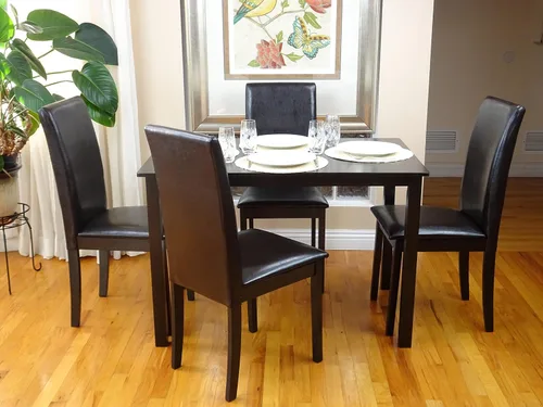 Vista 5 de Mesa rectangular clásica de madera maciza moderna en acabado negro espresso
