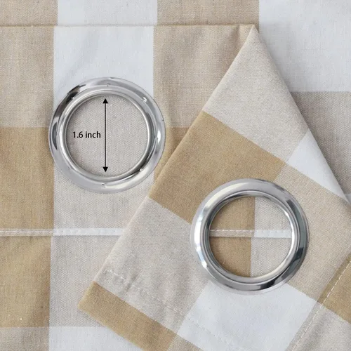 Vista 2 de Cortinas de 24 pulgadas de largo con diseño Buffalo Check Gingham Plaid para ventanas de cocina y baño, tratamiento para ventanas con 2 paneles