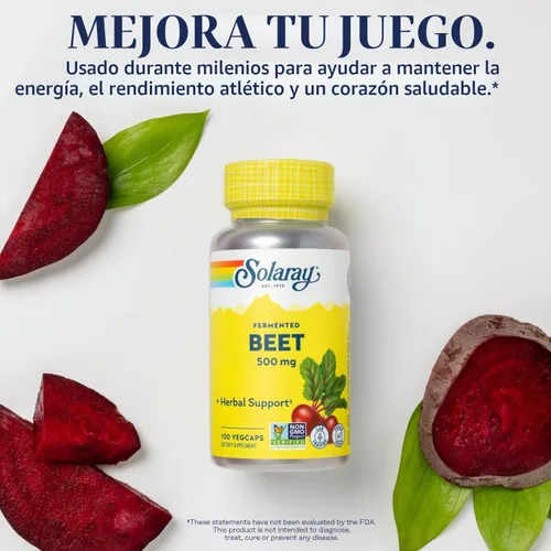 Vista 4 de SOLARAY Extracto de raíz de remolacha fermentada, 100 cápsulas vegetales