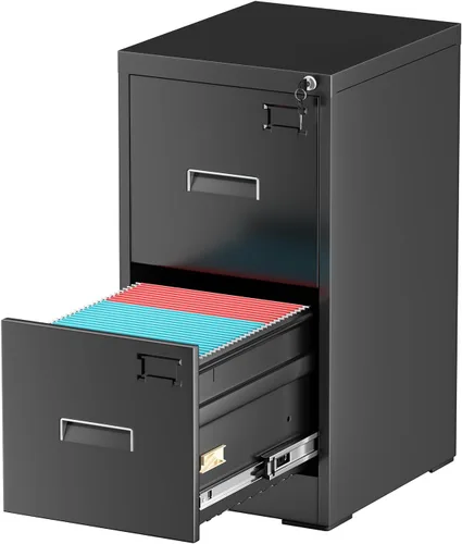 Vista 16 de INTERGREAT - Archivador de 3 cajones, gabinetes de archivo de metal con cerradura, gabinete móvil de oficina con ruedas para tamaño legal/carta