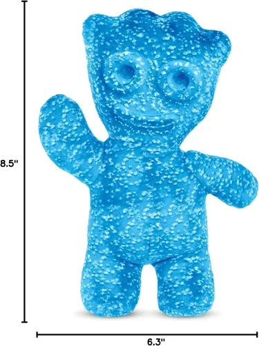 Vista 4 de iscream Sour Patch Kids - Mini almohada de personaje de caramelo en relieve de 8.5 x 6.25 pulgadas, color azul Blue Sour Patch Kid
