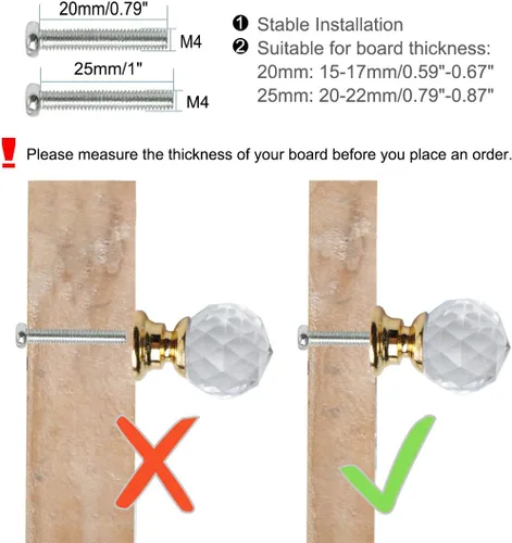 Vista 2 de uxcell 10 pomos de cristal de 0.787 in de diámetro, base de aleación de aluminio, perilla de forma redonda, manija de cajón para muebles, puerta