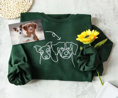 Vista 2 de Nazenti Sudadera con capucha bordada para perro, sudadera personalizada de una línea para mascotas, suéter de mamá de perro, regalos personalizados