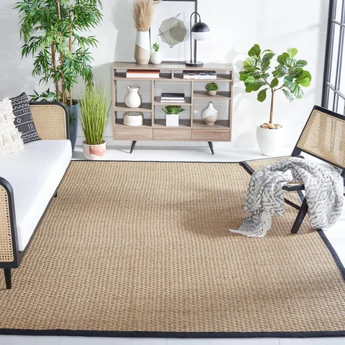 Vista 133 de SAFAVIEH Natural Fiber Collection NF114A - Alfombra de pasillo de hierba marina con patrón de tejido de cesta y borde, de 2 pies 6 pulgadas x 16