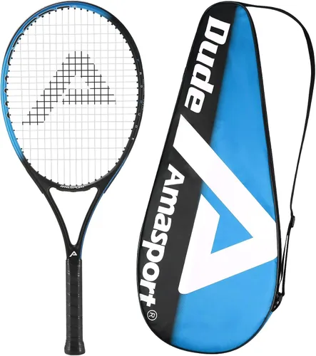Vista 15 de AMA SPORT Adult Tennis Racket - Pre-Strung Light Balance 27 inch Tennis Racquet for Women and Men Grip Size 2-4 1/4