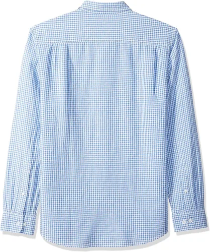 Vista 2 de Tienda Essentials Camisa de algodón de lino de manga larga para hombre con ajuste regular